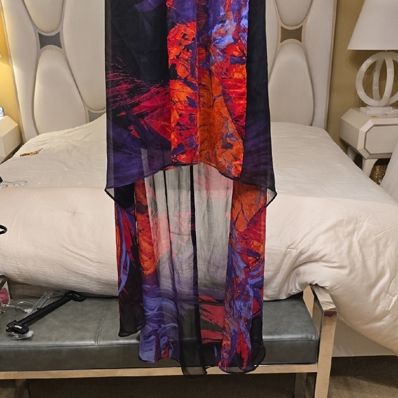 bebe High Low Dress in Purple and Pink - Picture 6 of 15